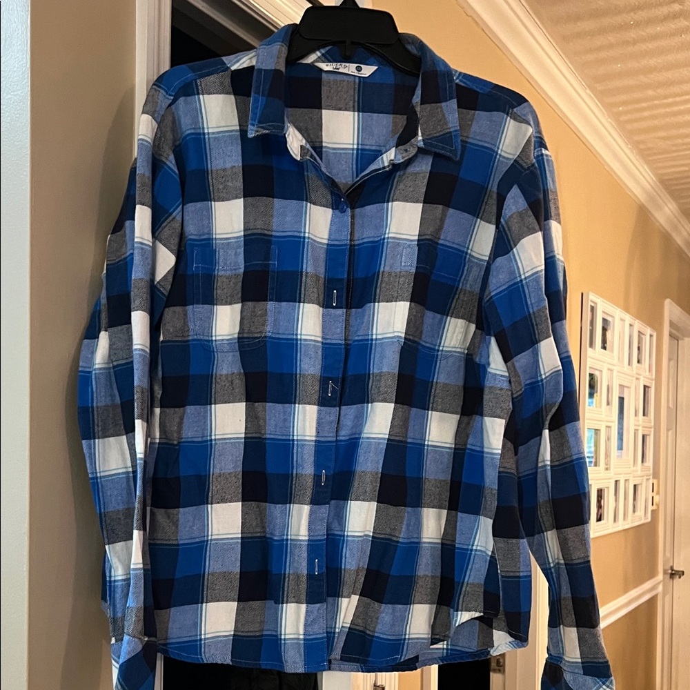Riders by Lee Men's Blue and White Checkered Shirt
